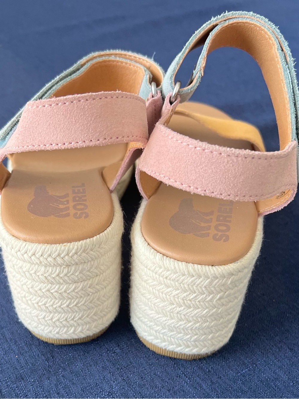 SOREL-Women’s Espadrille Wedge Sandals - Peach, Light Blue & Pink - Picture 5 of 7